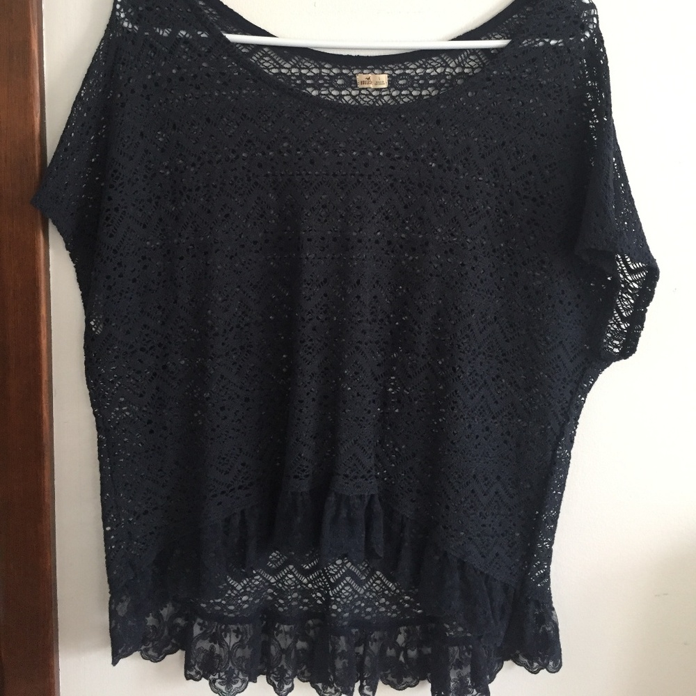 Navy lacy top